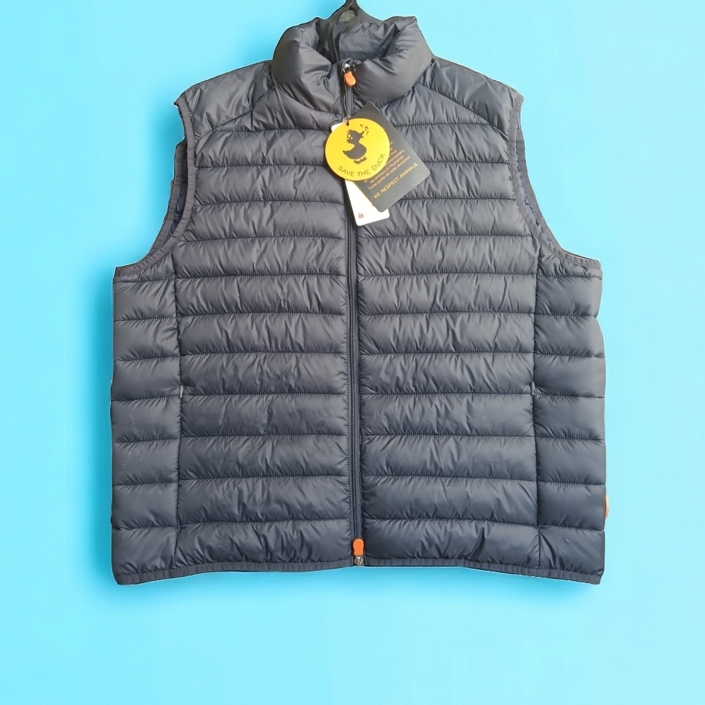 Save The Duck Men's XXL Ultra Light "Down" Storm Grey Puffer Vest NWT - Picture 2 of 7